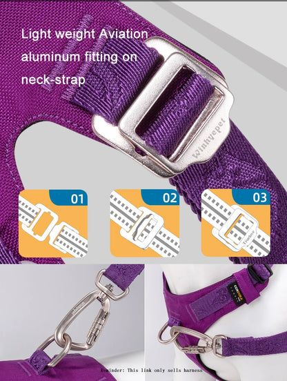 TRUELOVE Pet Nylon Harness Light-weight Double-H Shape Embroidery 5 Adjustable Positions Medium and Large Dog Waterproof  YH1807