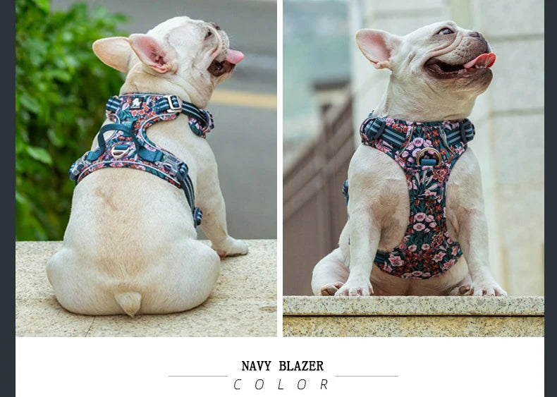 Truelove Pet Harness Floral No Pull Cotton Fabric Breathable and Reflective Soft Cats Dogs Small Medium Walking Running TLH5655