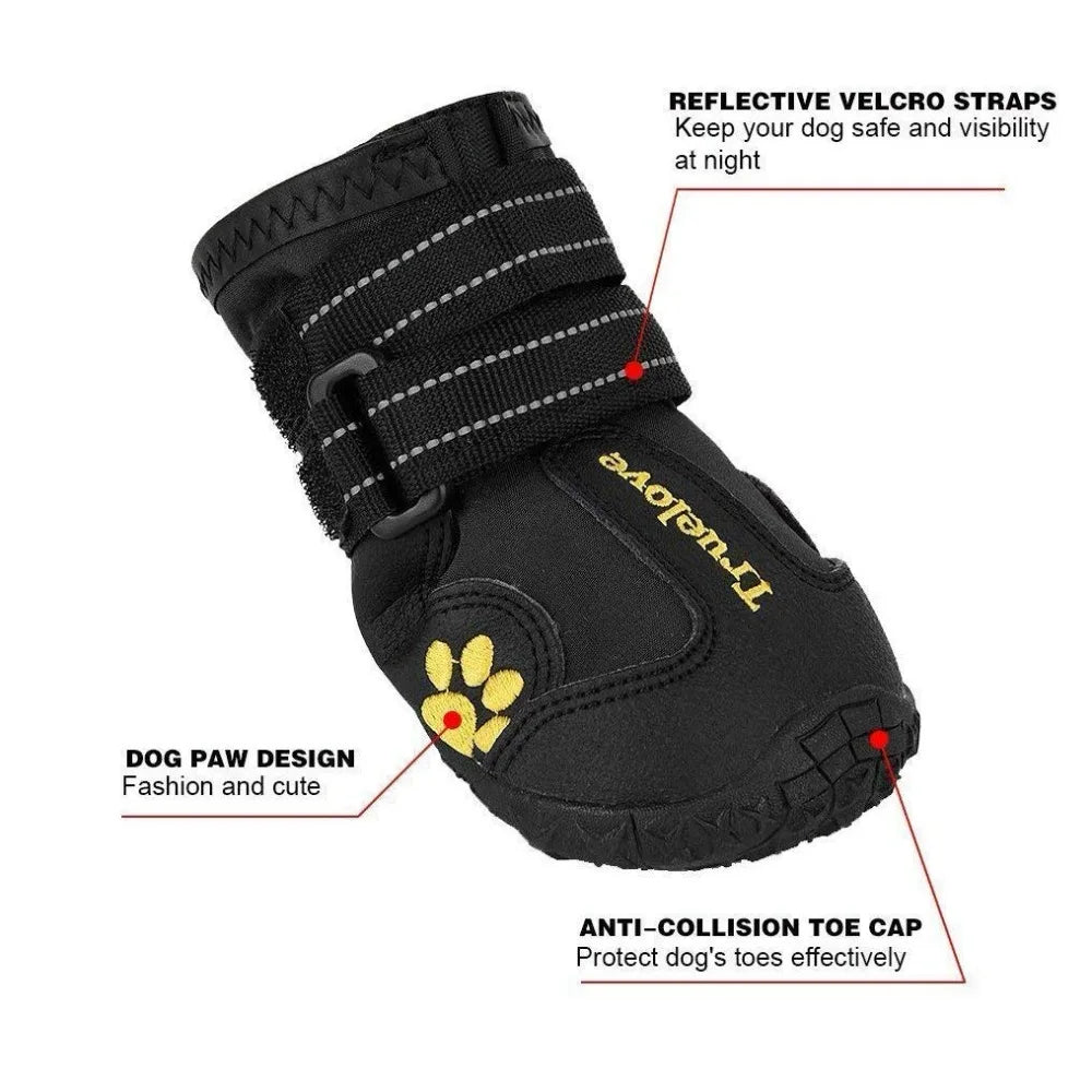 Truelove Dog Shoes Waterproof Anti-Slip Rain Boots Warm Snow Reflective for Small Medium Large Pet Sports Training TLS3961