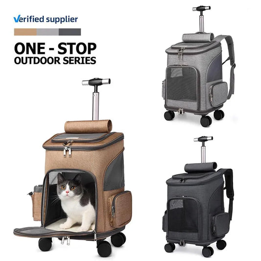Original Design Wheeled Pet Carrier Backpack Pet Stroller Travel Carrier Car Seat for Dogs Cats Puppy Comfort Cat Backpack - shimendi