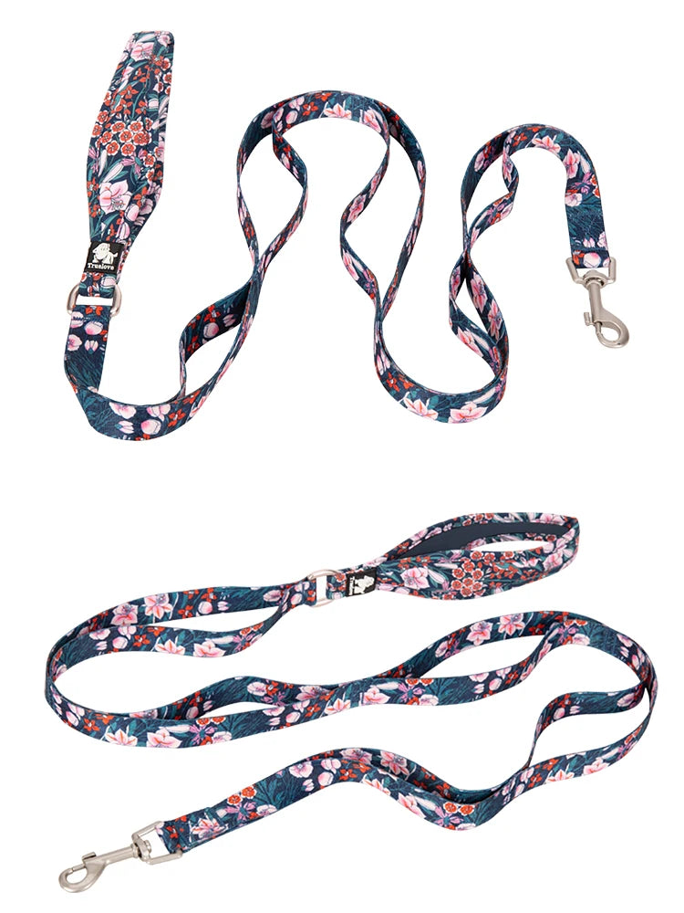 Truelove Floral Pet Leash Neoprene Padded Handle Extra Traffic Control Dog and Cat Strong Enough and Easy to Use Travel TLL3112