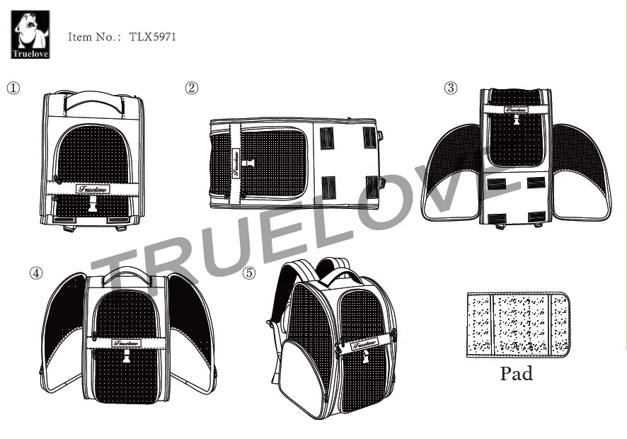 Truelove Pet Backpack Nylon Small Cat and Dog Teddy Outdoor Activity Bag Portable Breathable Than Bear Travel Small Pet TLX5971
