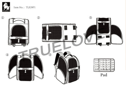 Truelove Pet Backpack Nylon Small Cat and Dog Teddy Outdoor Activity Bag Portable Breathable Than Bear Travel Small Pet TLX5971