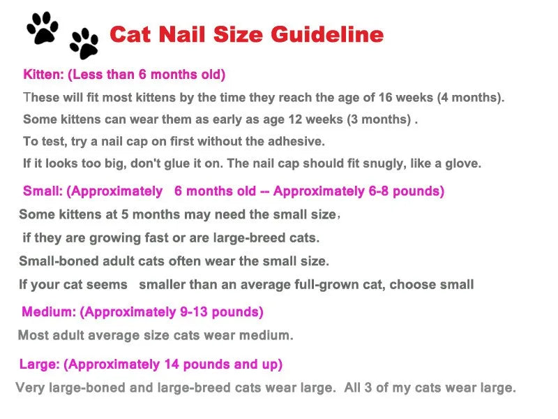 Cat Nail Caps Pet Cat Soft Paws Nail Protector Cover With Free Adhesive Glue + Applicator  20pcs/lot for Kitten