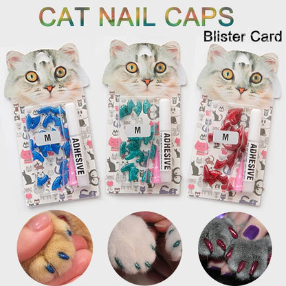 Cat Nail Caps Pet Cat Soft Paws Nail Protector Cover With Free Adhesive Glue + Applicator  20pcs/lot for Kitten