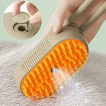 Steamy Dog Brush Electric Spray Cat Hair Brush 3 in1 Dog Steamer Brush for Massage Pet Grooming Removing Tangled and Loose Hair - shimendi