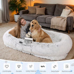 Human Dog Bed, Washable Faux Fur Dog Bed for People Doze Off, Napping Orthopedic Dog Bed, 71''x45''x14'' Size Fits You and Pets - shimendi