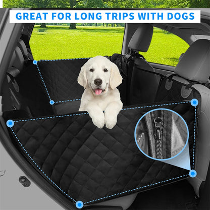 Waterproof Back Seat Extender Dog Car Seat Cover for Back Seat Bed with Mesh Window Storage Pocket Supports 220lbs Dog Hammock