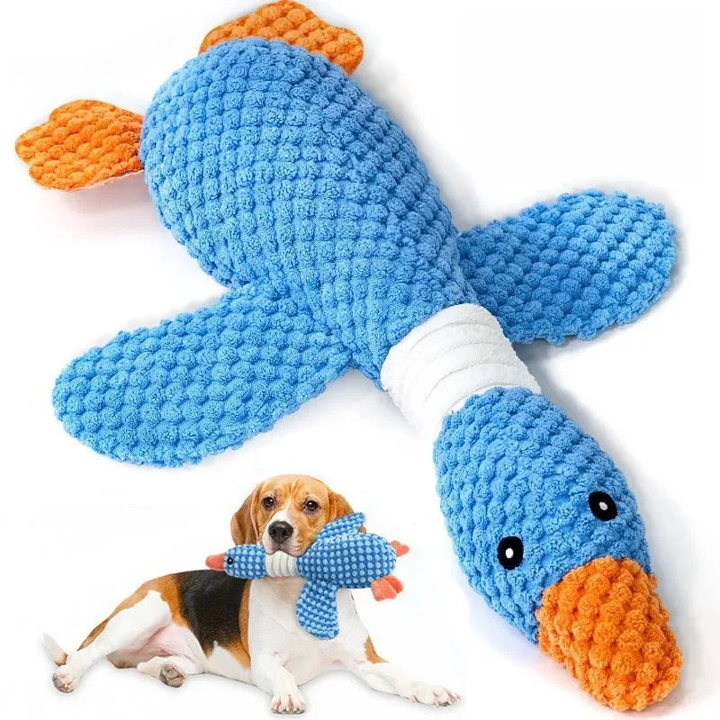 New blue goose dog toy cat toy pet toy double color goose tough bite chew plush sound toy plush toy pet supplies - shimendi