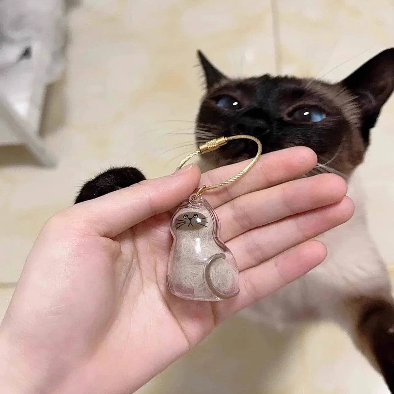 Ginger Cat Keychain Pendant Backpack Siamese Calico Hair