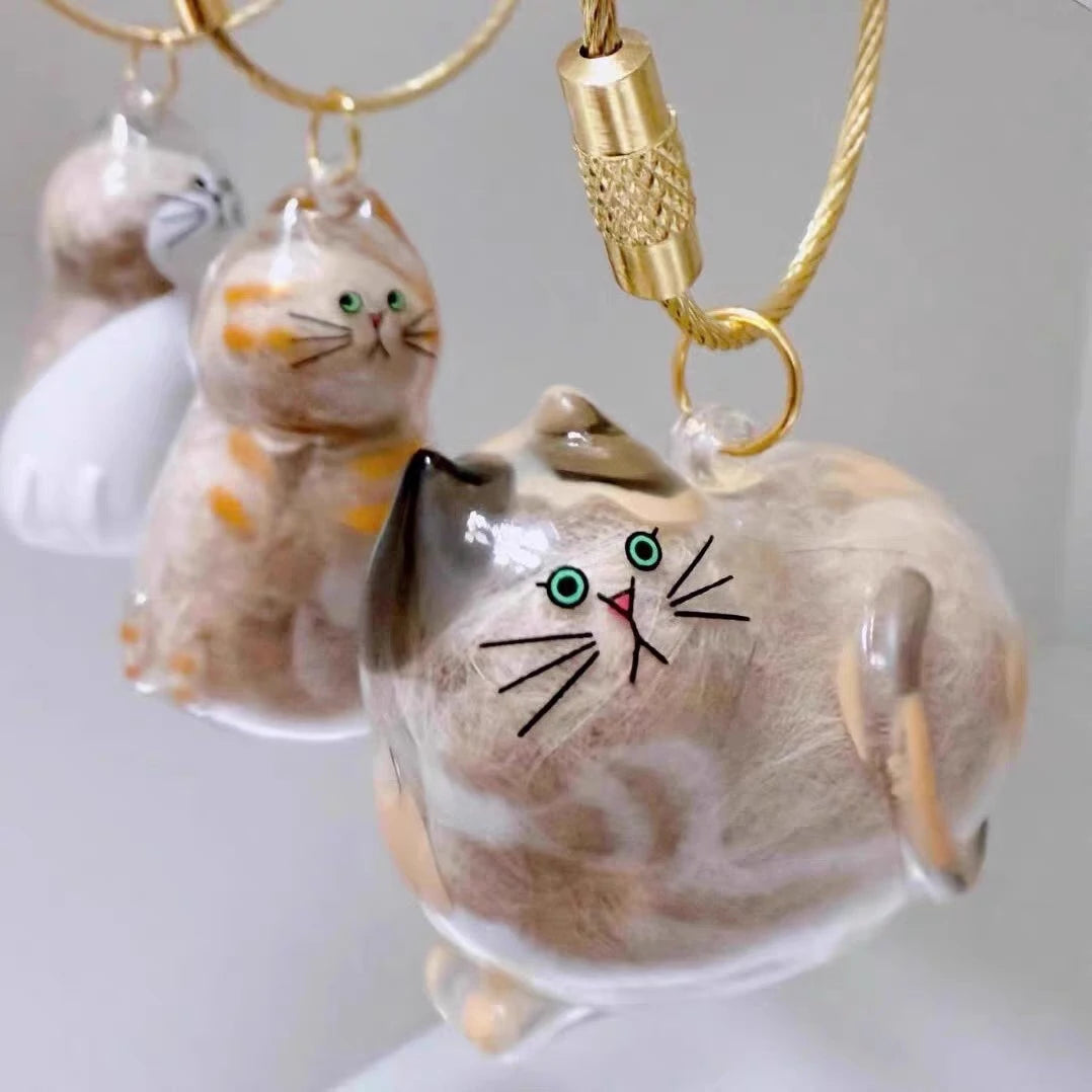 Ginger Cat Keychain Pendant Backpack Siamese Calico Hair