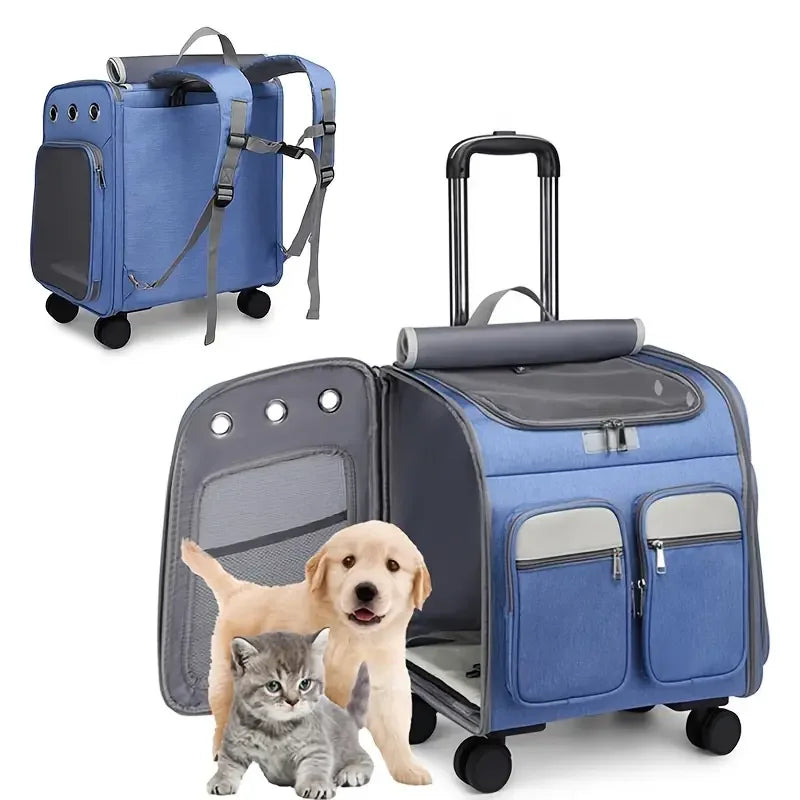 Wheeled Pet Carrier Backpack Cat Travel Carrier with Stroller Car Seat for Small Dogs Cats Puppies Comfort shimendi Sécurité et Confort pour Chien chat| Shimendi