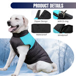 Winter Big Dog Clothes Waterproof Vest Jacket For Small Dogs Cats Outdoor Warm Puppy Coat With D Ring Labrodor Pug Pet Costume - shimendi