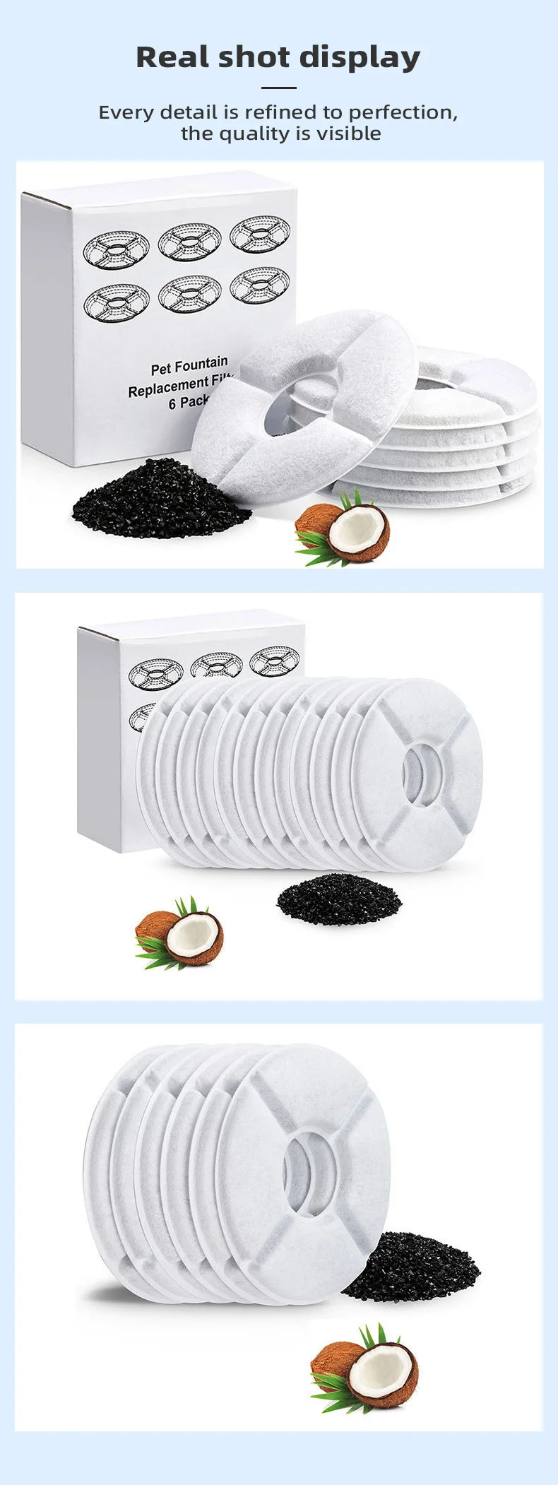 Cat Water Fountai Little Flower Water Fountain Filter Cartridge, Original Fit, Deep Purification for Pet's Healthy Water Intake