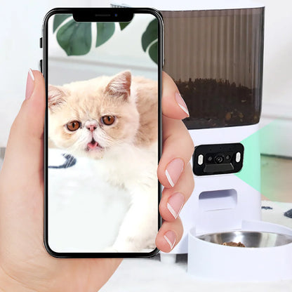 5L Double Bowls Smart Automatic Cat Feeder With Camera Cat Dry Food Video Dispenser Pet Smart Voice Recorder Auto Feeder For Dog