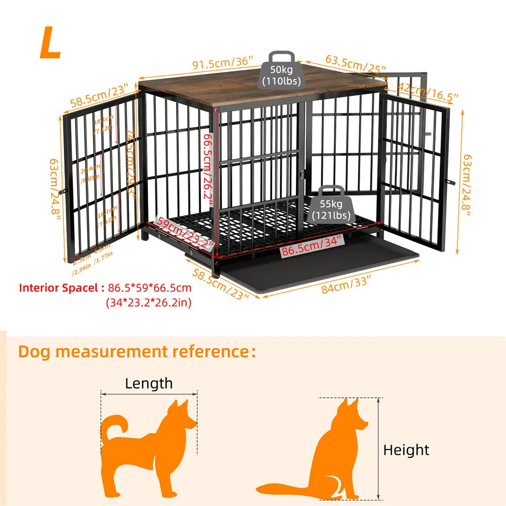 Large Wooden Dog Crate Indoor Furniture Style Elevated Pet