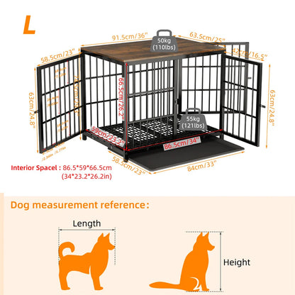 Large Wooden Dog Crate Indoor Furniture Style Elevated Pet