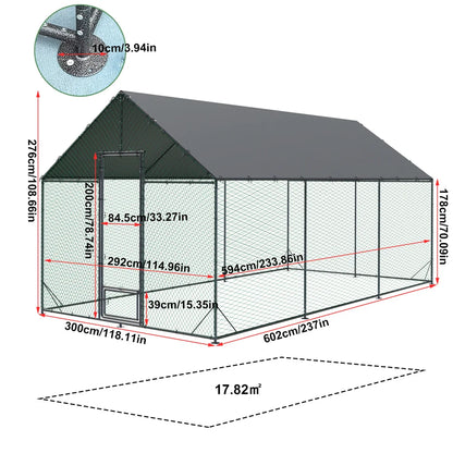 Heavy Duty Upgrade Outdoor Chicken Coop Large Metal Chicken Run Walkin Poultry Habitat Chicken Poultry Cage w/ Waterproof Cover