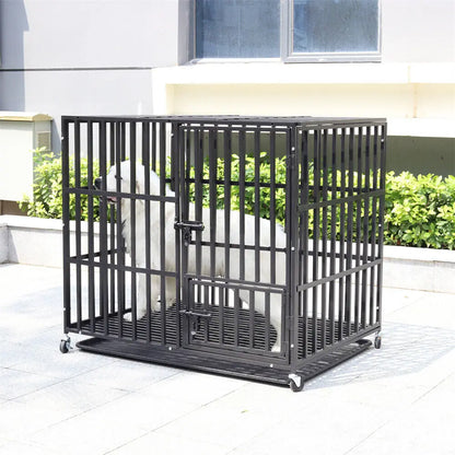 L XL XXL Heavy Duty Dog Crate with 4 Lockable Wheels