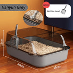 Cat Litter Box Thickening Kitty Sandbox Semi-enclosed High Side Splashproof Pet Bedpans with Litter Scoop Cleaning Cat Supplies - shimendi