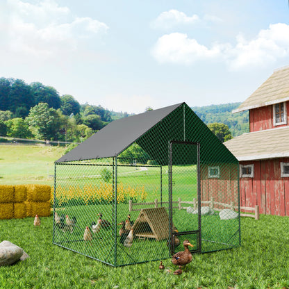 Heavy Duty Upgrade Outdoor Chicken Coop Large Metal Chicken Run Walkin Poultry Habitat Chicken Poultry Cage w/ Waterproof Cover
