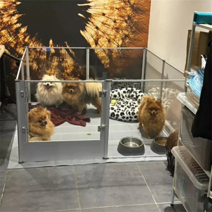 1Pc Large Acrylic Dog Playpen Cage Whelping Pen Box Indoor Enclosure Pet Clear Fence Puppy Playpen with Waterproof Fertility Pad