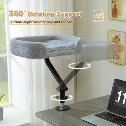 Cat Desk Bed, 360° Rotatable Cat Bed Stand for Indoor Cats, Adjustable Cat Basket, Cats Hammock for Table, Soft Cat Bed for Desk