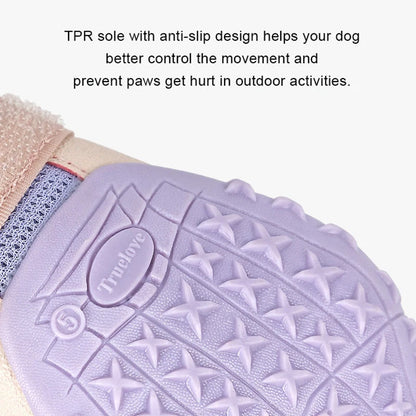 Truelove Breathable Dog Shoes with TPR Sole Flexible Protectable Soft Outsole Classic Outdoor Dog Boots All Breed 4Pcs TLS3962