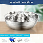 Stainless Steel Pet Water Fountain 2L, Ultra-Quiet Automatic Waterer for Cats and Dogs, Never Thirsty, Easy to Clean - shimendi