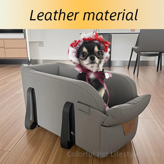 Puppy Dog Car Seat Travel Central Control PU Leather Pet Carrier for Small Dogs Chihuahua Cats Car Transport Dog Accessories shimendi Sécurité et Confort pour Chien chat| Shimendi