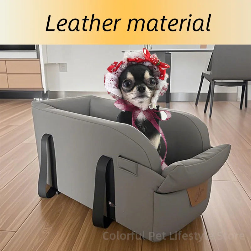 Puppy Dog Car Seat Travel Central Control PU Leather Pet Carrier for Small Dogs Chihuahua Cats Car Transport Dog Accessories shimendi Sécurité et Confort pour Chien chat| Shimendi