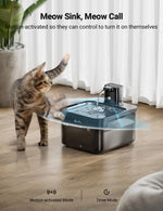 DownyPaws 2.5L Automatic Stainless Steel Cat Water Fountain 4000mAh Wireless Pet Drinker Battery & Sensor 2 in 1 Dispenser - shimendi