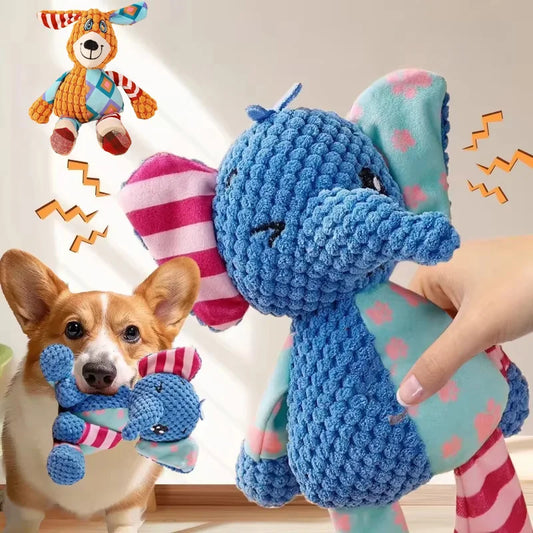 Pet Plush Toy Cute Animals Bite Resistant Interactive Squeaky Dog Chewing Toy Pet Dog Teeth Cleaning Chew Toy Pet Supplies - shimendi
