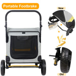 Premium Dog Stroller Pram 4 Wheel Foldable Cart Travel Walk Pet Jogger Wagon for Small Medium Large Dogs - shimendi