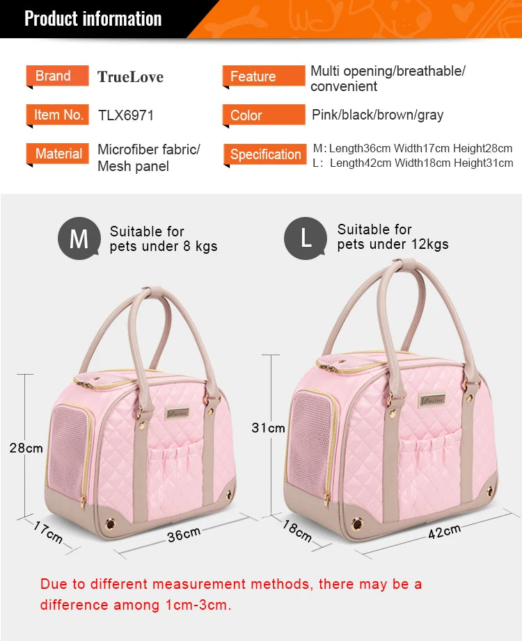 Truelove Fashion Pet Carrier Handbag Out of Portable Bag Space Cabin Hug Cat Dog Artifacts Out Bag Backpack Pet Box Cage TLX6971