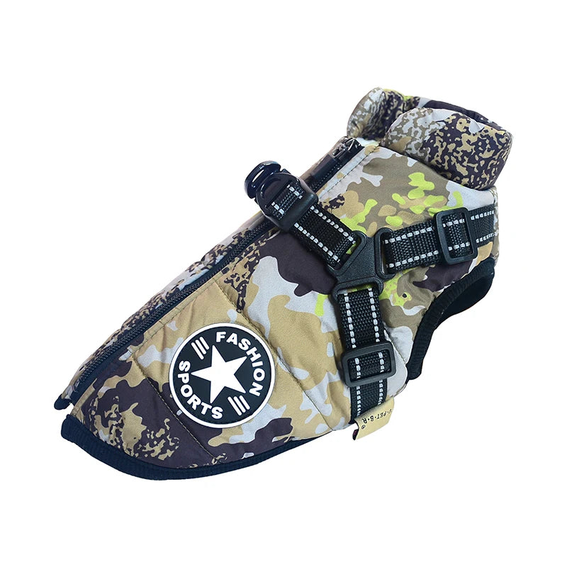 Winter Warm Large Pet Dog Jacket with Harness Waterproof Big Dog Coat for Labrador Chihuahua French Bulldog Outdoor Dog Clothes