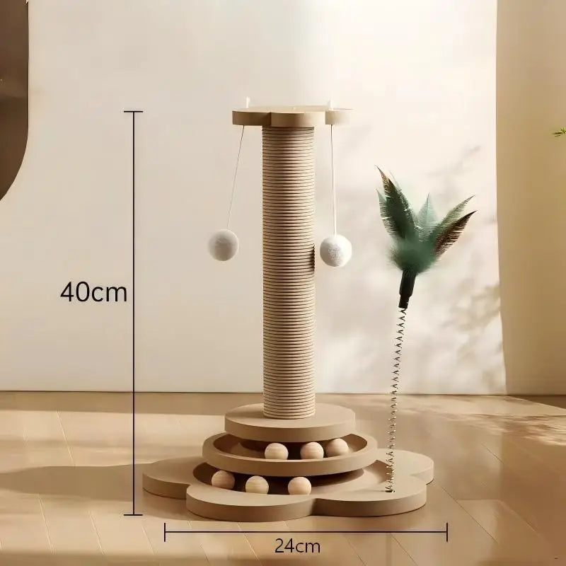 Pet Cat Toy Solid Wood Cat Turntable Funny Cat Stick Balls Durable Sisal Scratching Board Cat Supplies Cat Grab Column - shimendi