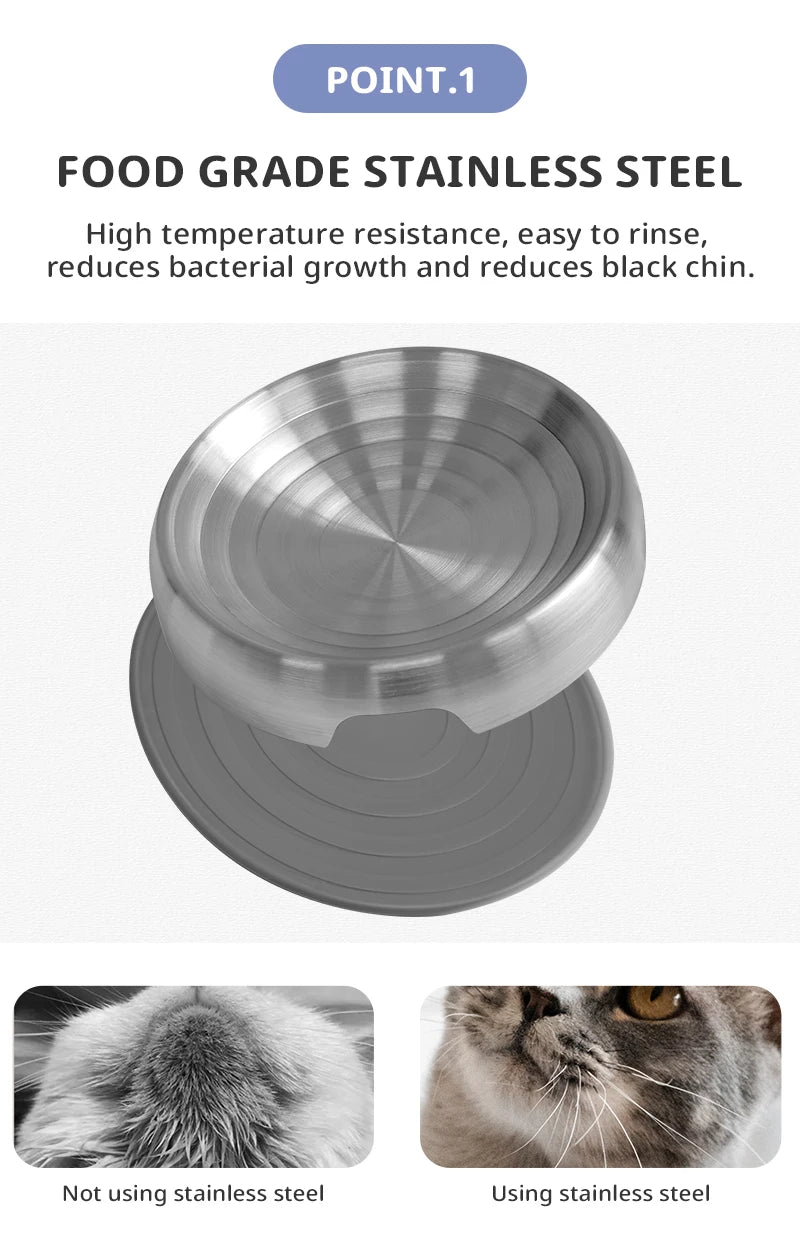 304 Stainless Steel Cat Dog Pet Bowl Non Slip Durable Anti Overthrow Shallow Mouth Design Not Black Chin Grain Basin