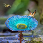 Large Outdoor Glass Bird Bath Garden Feeding Bowls Water Bath Spa Table Balcony - shimendi