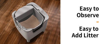 F6 Self-Cleaning Litter Box - Open-Top Automatic Cat Litter Box with Odor Control, Safety Features, and Easy Maintenance