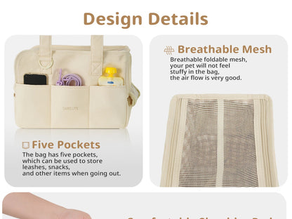 Portable Mesh Pet Carrier Shoulder Bag for Cats Small Dogs, Lightweight Soft-Sided Outdoor Travel Bag