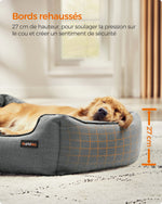 Feandrea Dog Basket, Raised Edge, Non-Slip, Removable Washable Cover, XL Size for Large Dogs, 100 x 75 x 25 cm, Grey - shimendi
