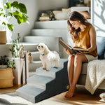 Pet 3/4 Step Stair Dog Cat Ramp Ladder High-Density Foam Sponge Dogs Sofa Removable and Washable Training Pet Ramp Stairs - shimendi