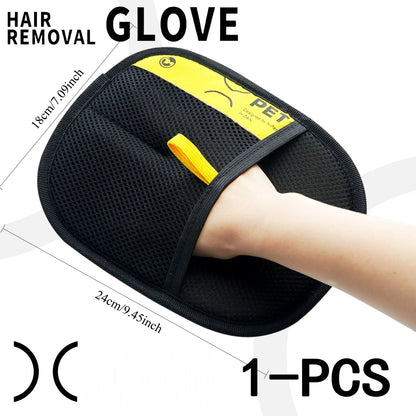 2 in 1 Pet Hair Removal Mitts for Cats Dogs Electrostatic Grooming Glove Reusable Washable with Lint Roller Brush Safe Non Toxic