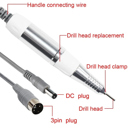 Professional Electric Nail Drill Handle 35000RPM Nail Art Drill Handpiece File Polish Grind Machine Manicure Drill Accessory