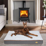 Premium Large Orthopedic Memory Foam Dog Bed Waterproof Pet Dog Crate Jumbo Mattress with Orange Trim Washable Water Resistant - shimendi