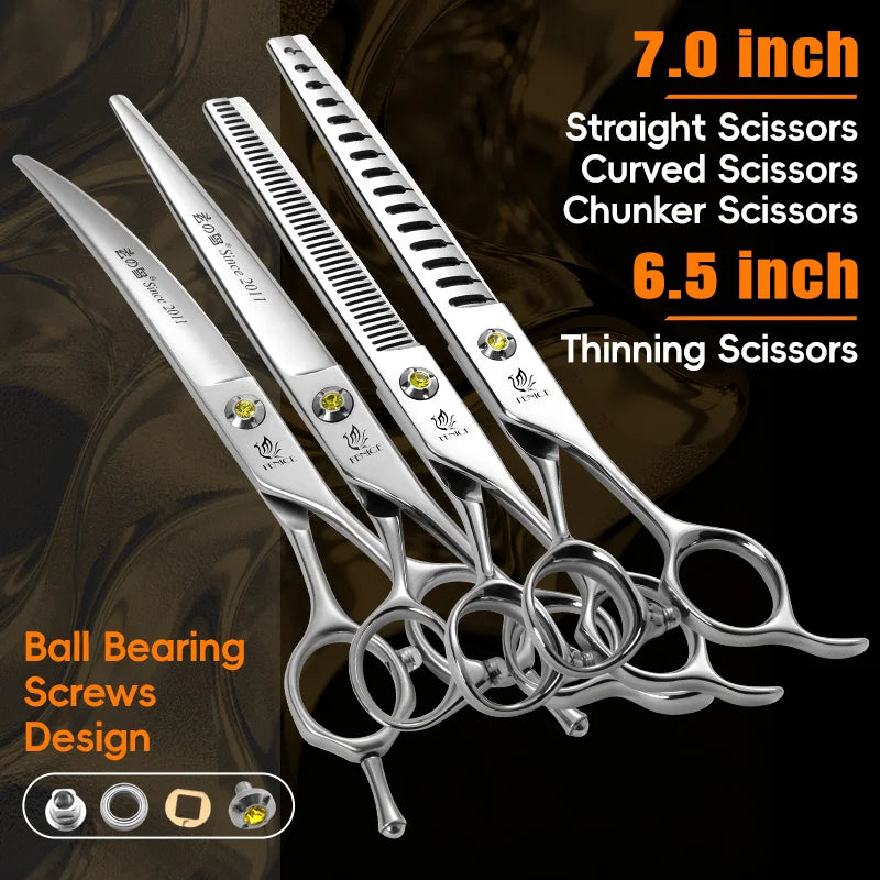 Fenice High-grade JP440C Alloy Steel 7.0/7.5 inch Pet Grooming Scissors Dog Hair Cutting Shears Tool for Pet Groomer Beautician