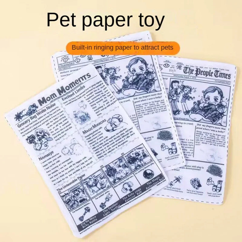 1 Piece Pet Sniffing Black and White Ringing Paper Toy Cat and Dog Interactive Bite-Resistant Newspaper Sound Toy Self-Pleasure and Boredom Relief Artifact - shimendi