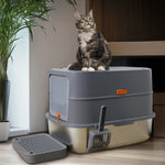 4-Style Cat Litter Box with Lid Large Kitty Litter Box Enclosed with High Sided Enclosure Scoop Non-Sticky - shimendi