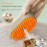 Steamy Dog Brush Electric Spray Cat Hair Brush 3 in1 Dog Steamer Brush for Massage Pet Grooming Removing Tangled and Loose Hair - shimendi